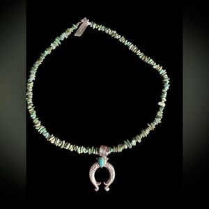 Navajo Turquoise Naja Necklace S Silver Sonoran Kingman Chip Beads Louise Joe